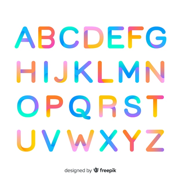 Gratis vector kleurrijke gradiënt alfabet sjabloon