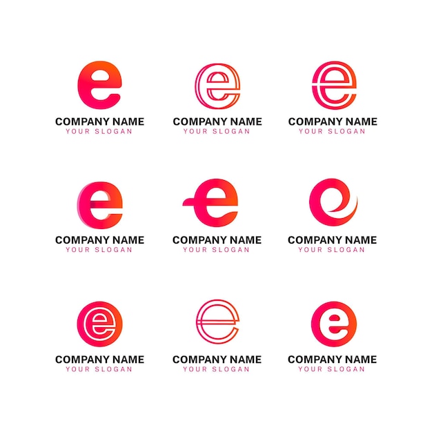 Gratis vector kleurrijke gradiënt e logo set