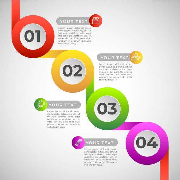 Kleurrijke gradiënt infographic stappen