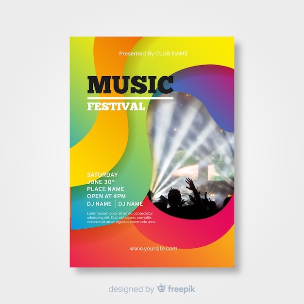 Gratis vector kleurrijke gradiënt muziek festival poster