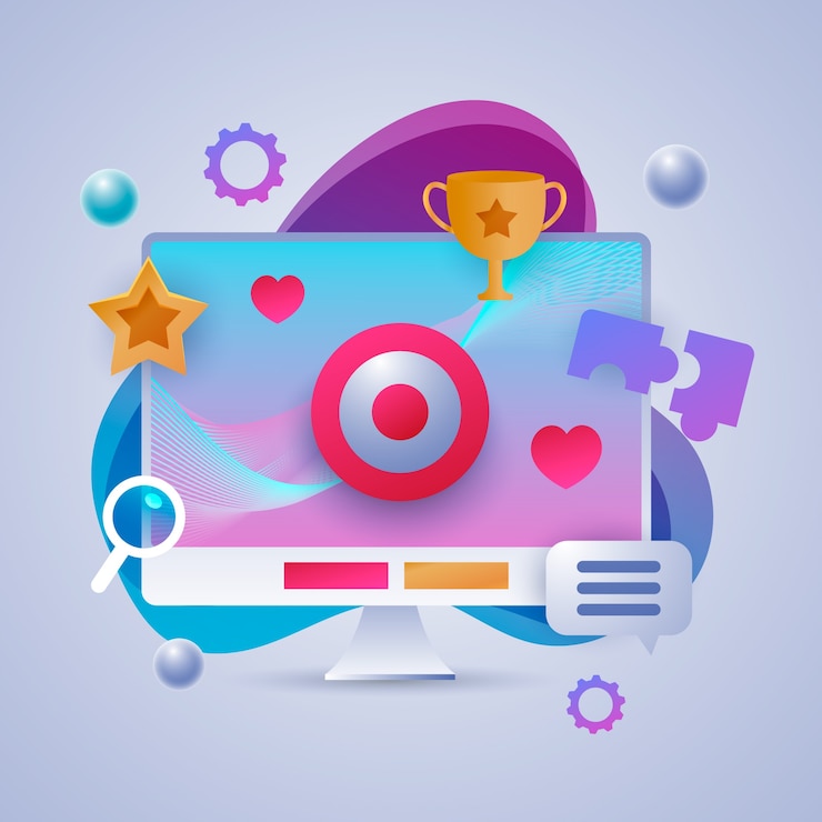 Gratis Vector kleurrijke gradiëntgamification geïllustreerd
