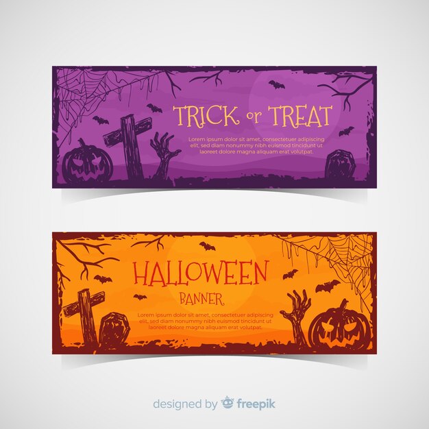 Kleurrijke halloween banners met platte ontwerp