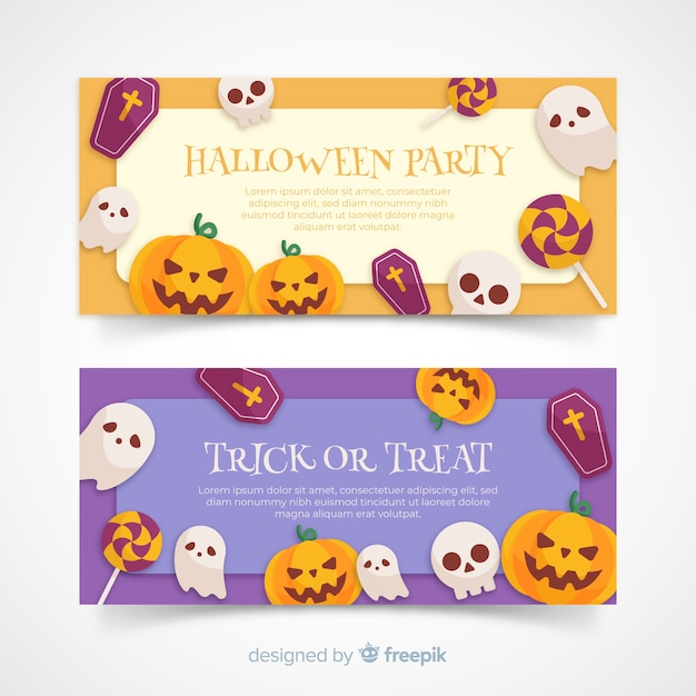 Kleurrijke halloween banners met platte ontwerp