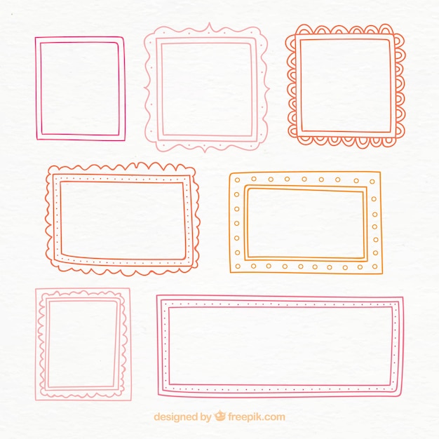 Gratis vector kleurrijke hand getekende frames