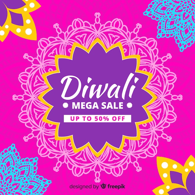 Kleurrijke hand getrokken diwali verkoop