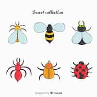 Gratis vector kleurrijke hand getrokken insectencollectie