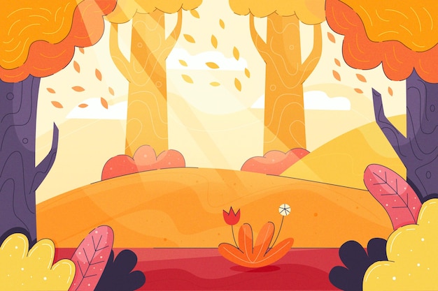 Kleurrijke herfst achtergrond met landschap