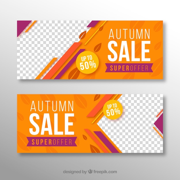 Gratis vector kleurrijke herfst verkoop banners