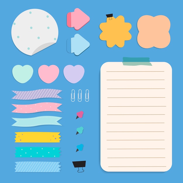 Gratis vector kleurrijke herinnering papier notities instellen