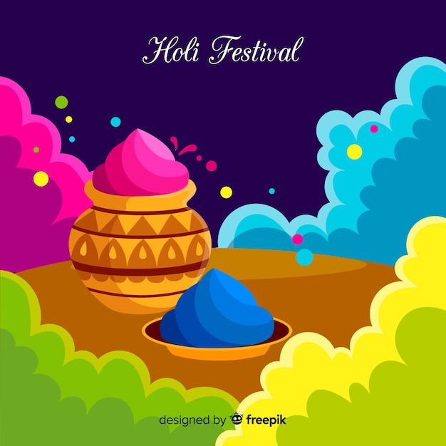 Gratis vector kleurrijke holi gulal achtergrond