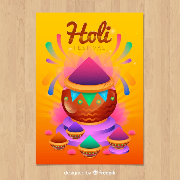 Gratis vector kleurrijke holi poster