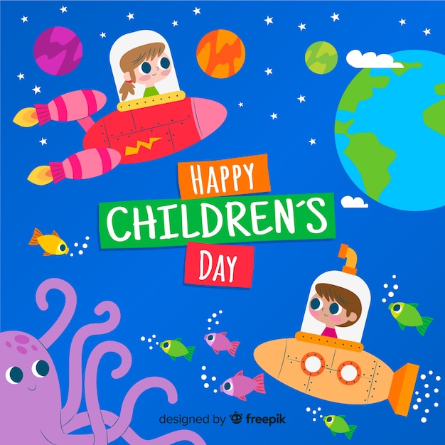 Kleurrijke illustratie met plat ontwerp voor de dag van kinderen