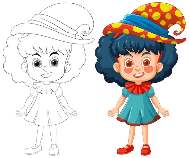 Gratis vector kleurrijke illustratie van een clownmeisje