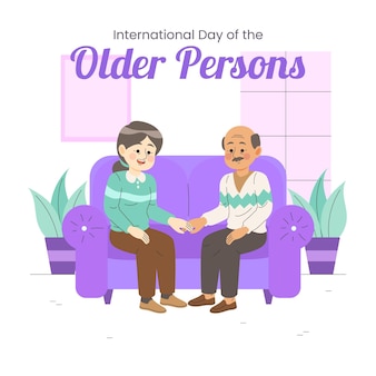 Kleurrijke illustratie van internationale dag van ouderen