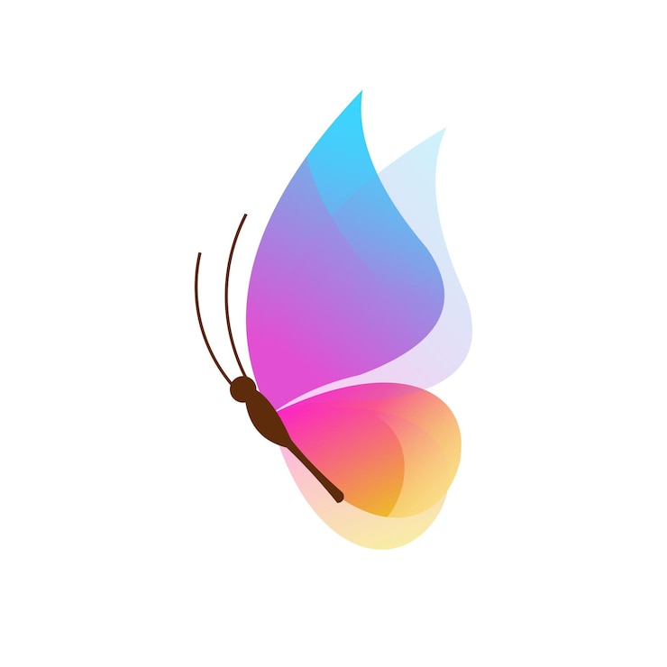 Gratis Vector kleurrijke illustraties van het vlinderlogo