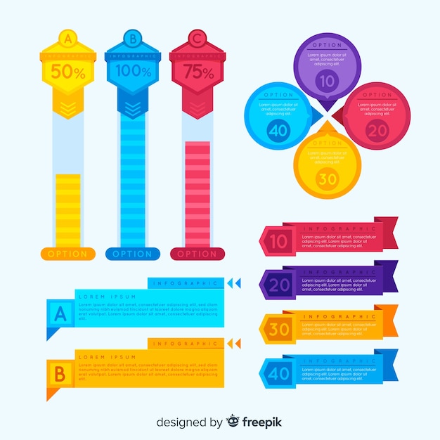 Kleurrijke infographic elementen instellen