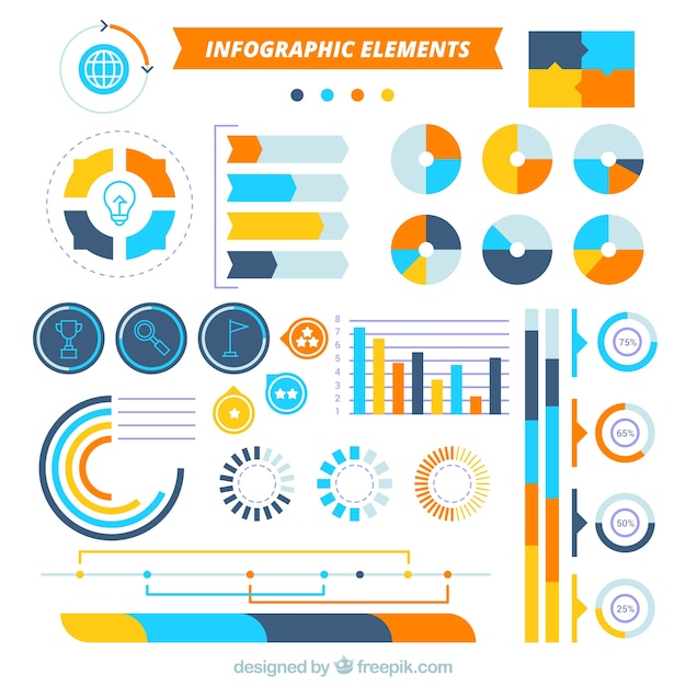 Kleurrijke infographic elementeninzameling in vlakke stijl