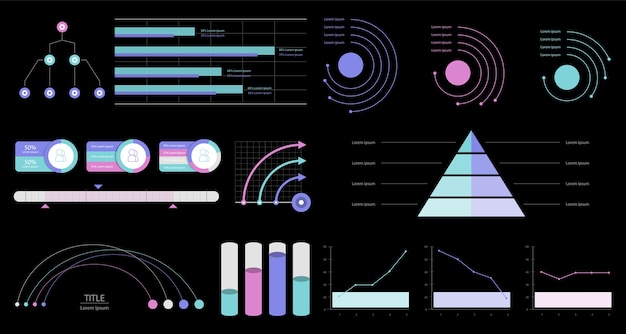 Kleurrijke infographic grafieken en diagrammenillustratie