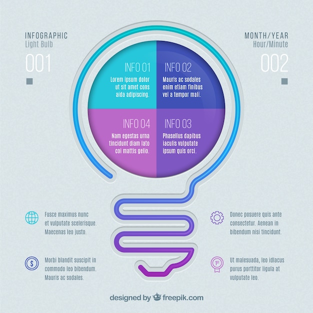 Kleurrijke infographic met een gloeilamp