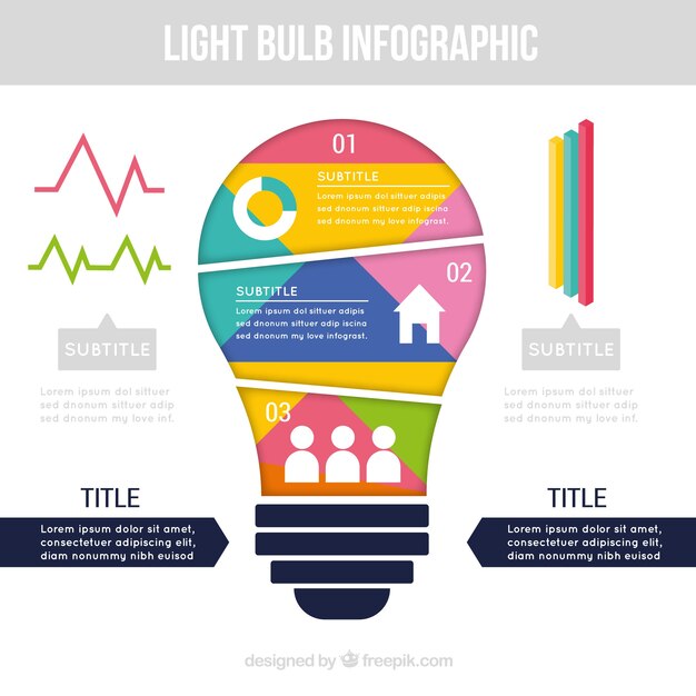 Kleurrijke infographic met een gloeilamp