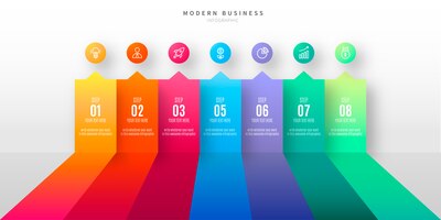 Kleurrijke infographic met zakelijke stappen