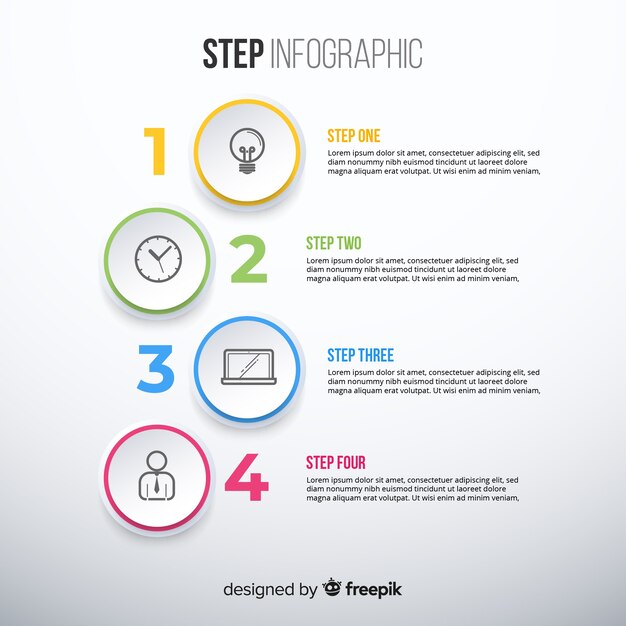 Kleurrijke infographic sjabloon met stappen