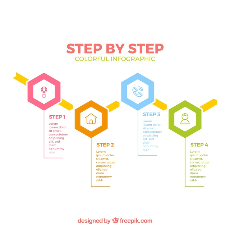 Gratis Vector kleurrijke infographic stappen in vlakke stijl