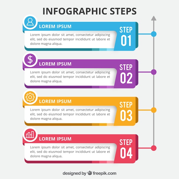 Kleurrijke infographic stappen