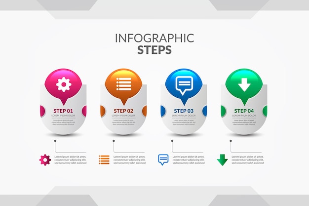 Kleurrijke infographic stappen