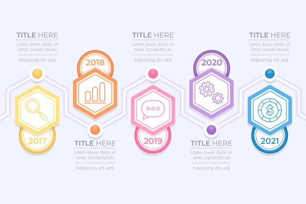 Kleurrijke infographic tijdlijn met marketinggegevens