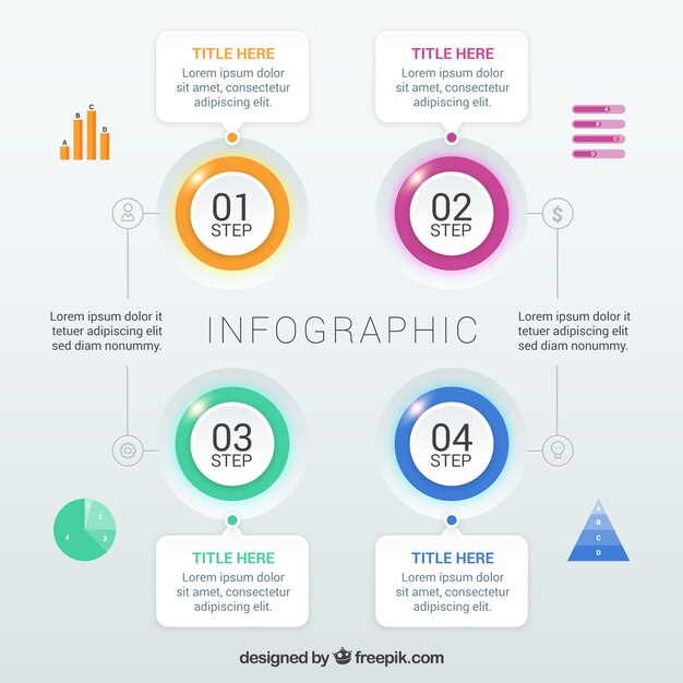 Kleurrijke infographics met stappen in realistische stijl