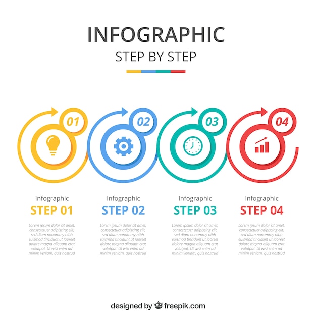 Gratis vector kleurrijke infographics met stappen