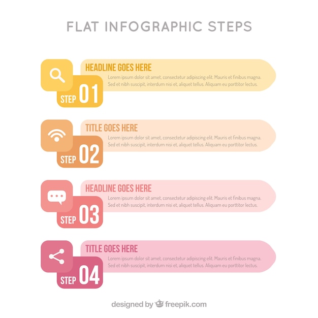 Kleurrijke infographics met stappen