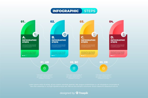 Kleurrijke infographics stappen collectie