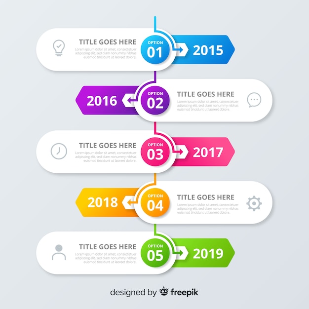 Kleurrijke infographics tijdlijn platte ontwerp