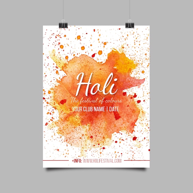 Gratis vector kleurrijke inkt holi festival poster