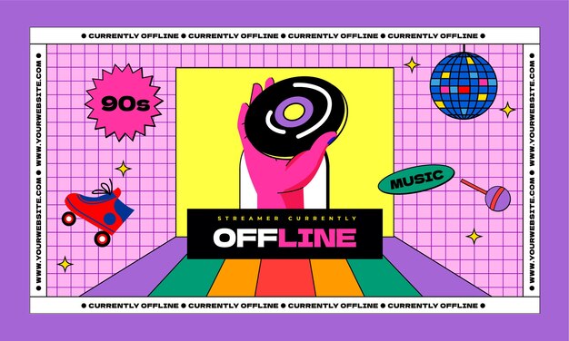 Kleurrijke jaren 90 feest twitch achtergrond