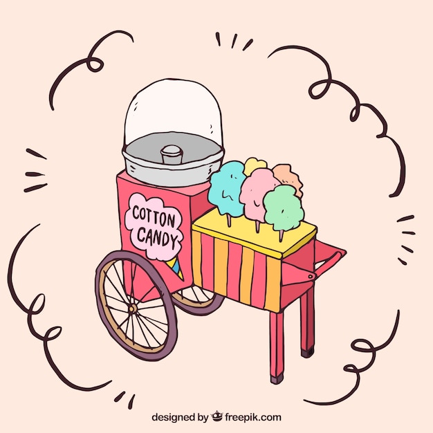 Gratis vector kleurrijke katoen candy cart