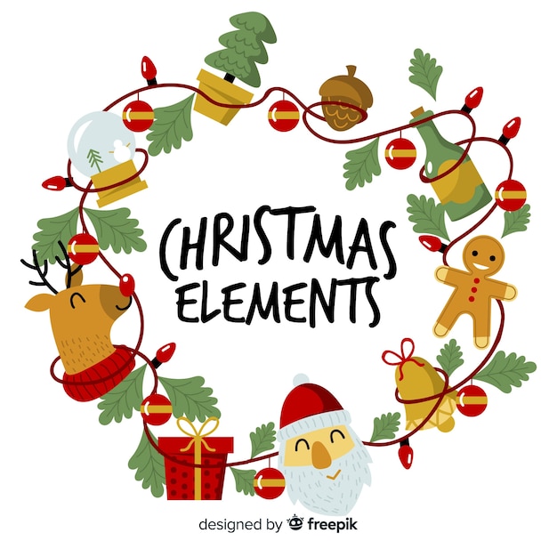 Kleurrijke kerst element collectie met platte ontwerp