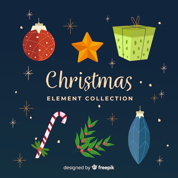 Gratis vector kleurrijke kerst element collectie met platte ontwerp