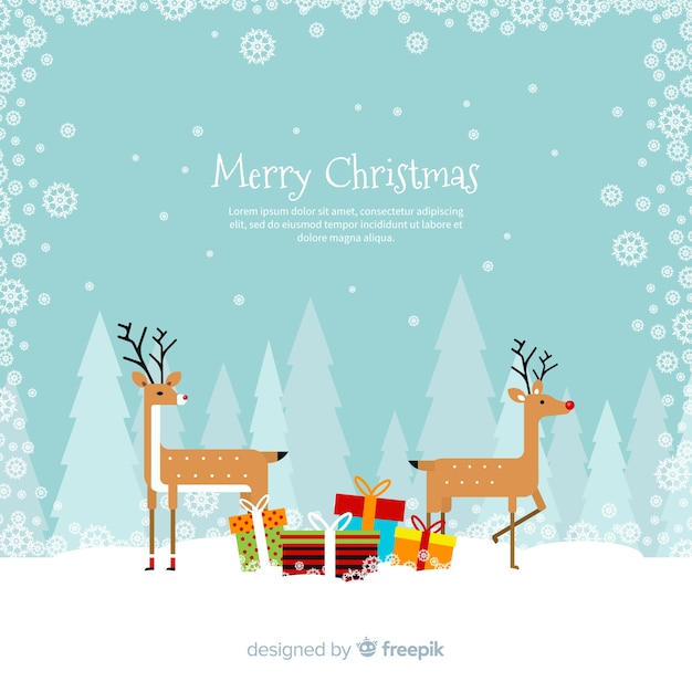 Kleurrijke Kerstmisachtergrond met vlak ontwerp