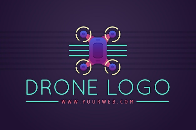 Kleurrijke kleurovergang drone logo sjabloon