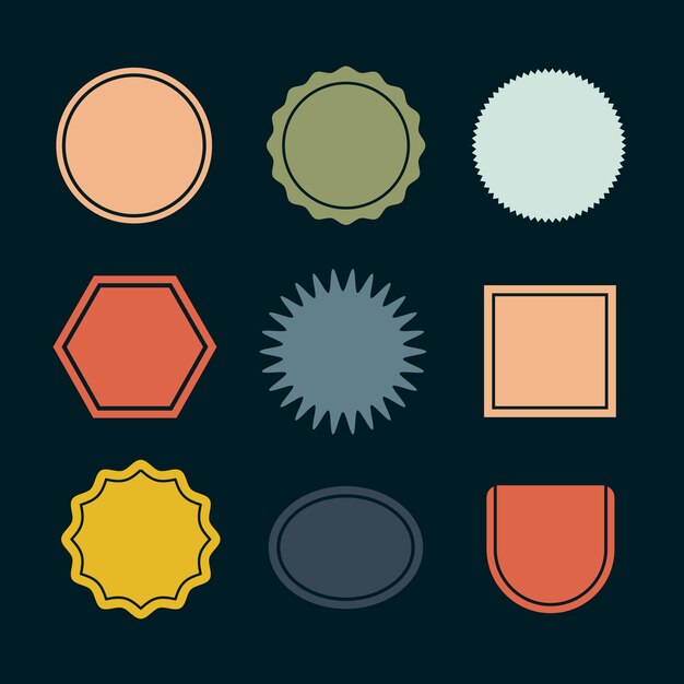 Kleurrijke lege badges instellen vector in retro stijl