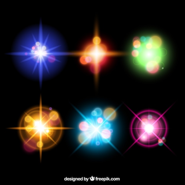 Gratis vector kleurrijke lens flare-collectie