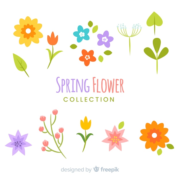 Gratis vector kleurrijke lente bloemen collectie