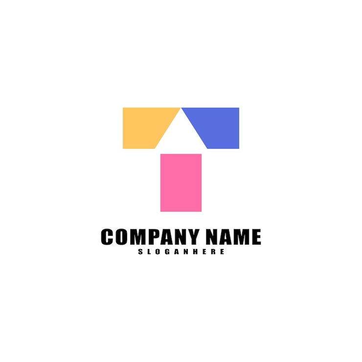 Gratis Vector kleurrijke letter t-logo