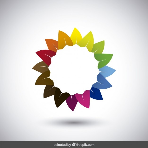 Gratis vector kleurrijke logo gemaakt met bladeren