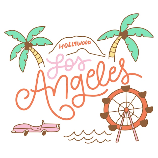 Gratis vector kleurrijke los angeles stad belettering