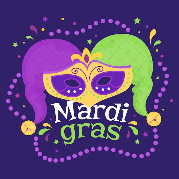 Gratis vector kleurrijke mardi gras in plat design