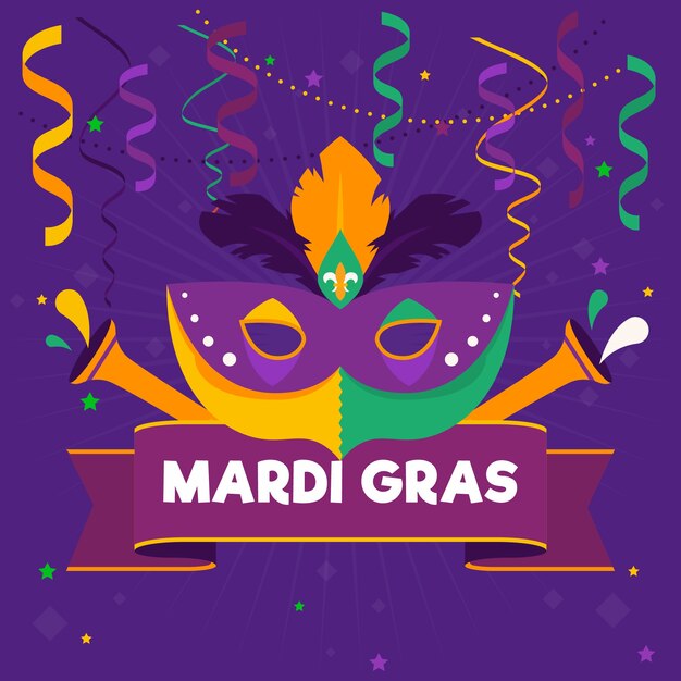 Kleurrijke mardi gras in plat design